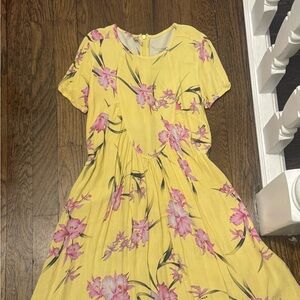 No. 21 Yellow and Pink Floral Kids Casual Dress